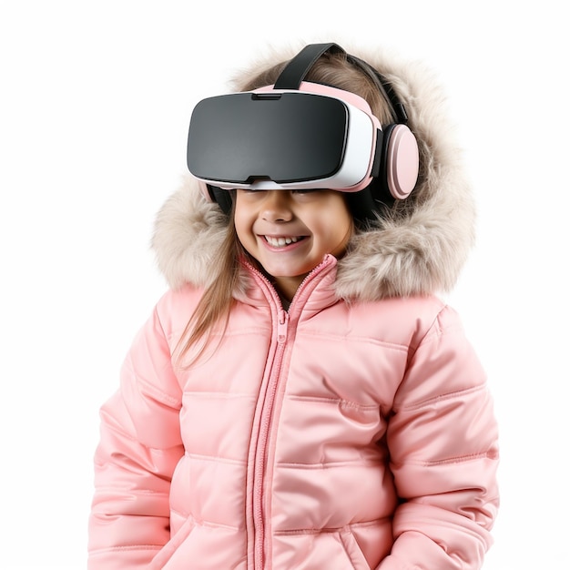 Photo a girl with vr technology