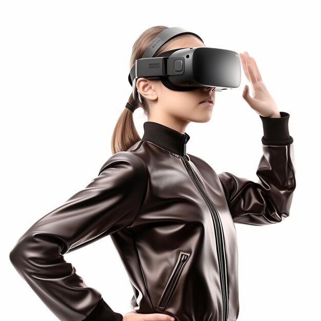 Photo a girl with vr technology