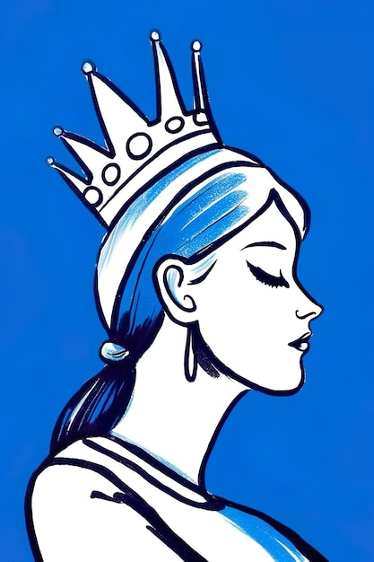 Photo a girl with a white and blue theme with a crown on her head