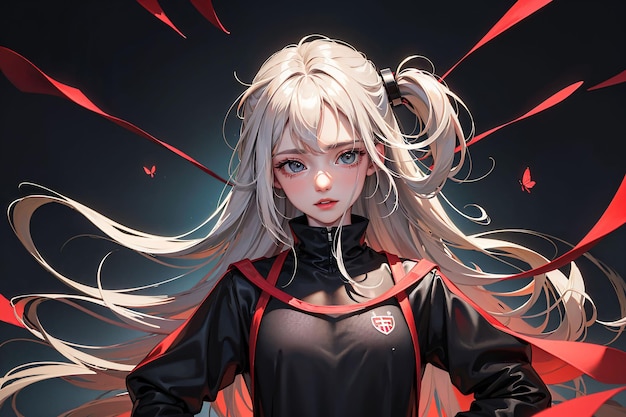 Girl with white hair and black clothes