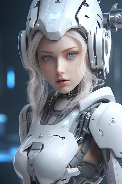 A girl with a white hair and a helmet