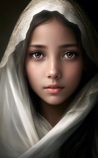 A girl with a white scarf