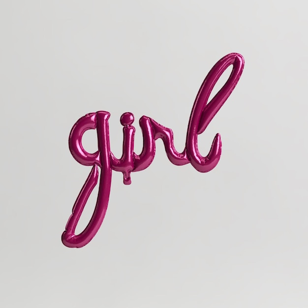 Фото Девушка в форме слова 3d иллюстрация розовых шаров типа 3 на белом фоне