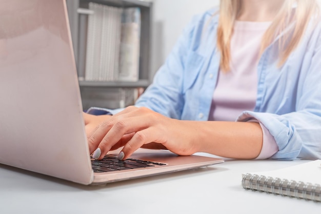 Girl working on computer online