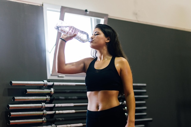 Girl working out alone