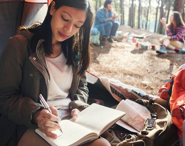 Girl Writing Journal Tent Concept