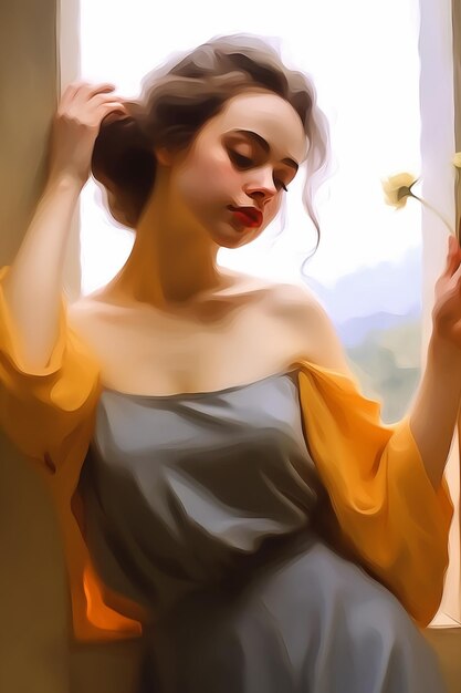 a girl in a yellow dress with a yellow dress