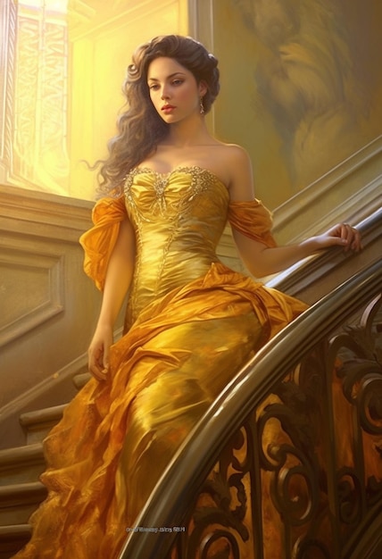 a girl in a yellow dress