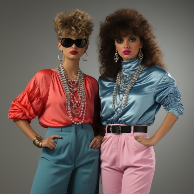 Premium AI Image | Girls in 80s fashion clothes