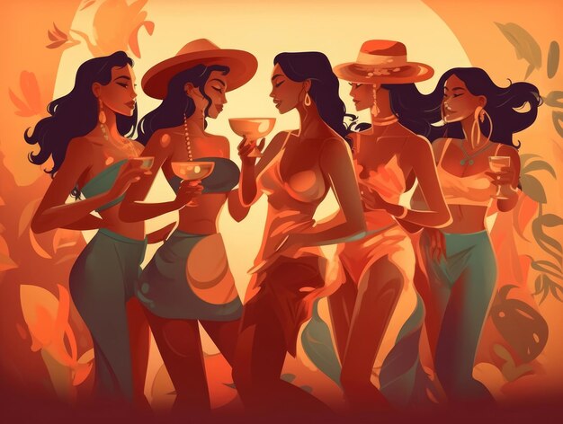 Foto le ragazze si stanno divertendo ad una festa latina.