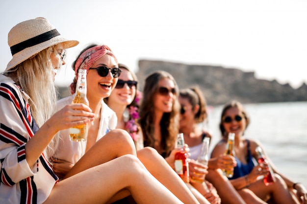 Girls having fun on the beach