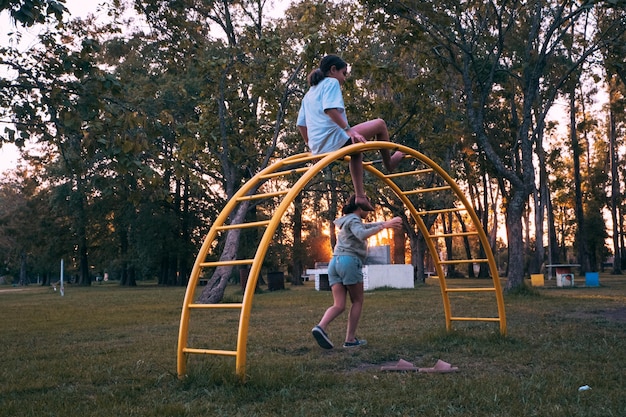 Girls having fun in playground