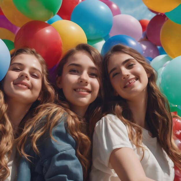 Girls having fun with balloons