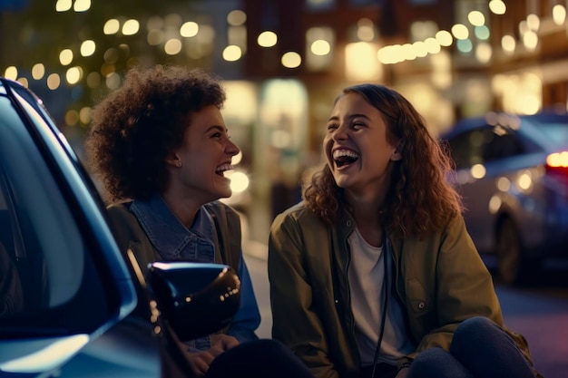 Girls Laughing at a City Meetup