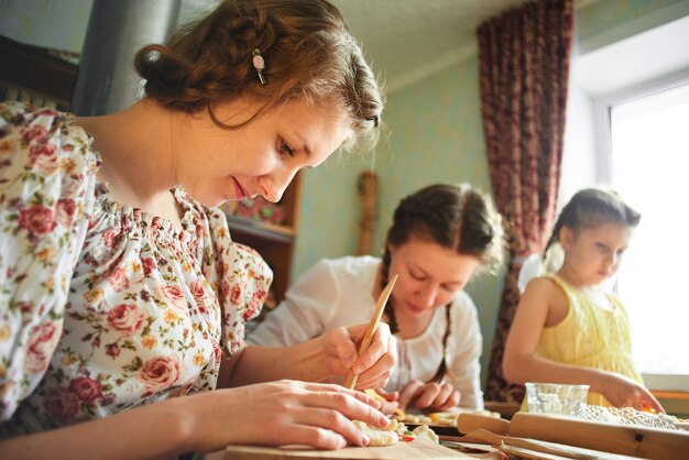 The girls make crafts handmade dough