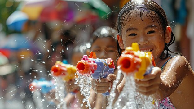 사진 하비브스 놀이 소녀들 물 총으로 재미