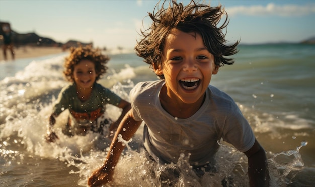 Девочки играют на берегу моря летом на пляже солнце тепло воды песочный замок песок