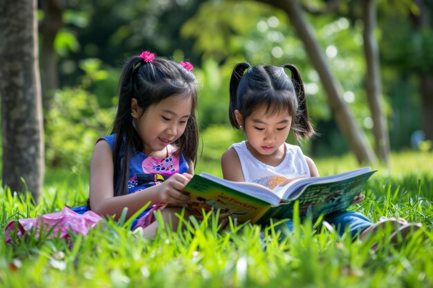 Girls Reading Books in School