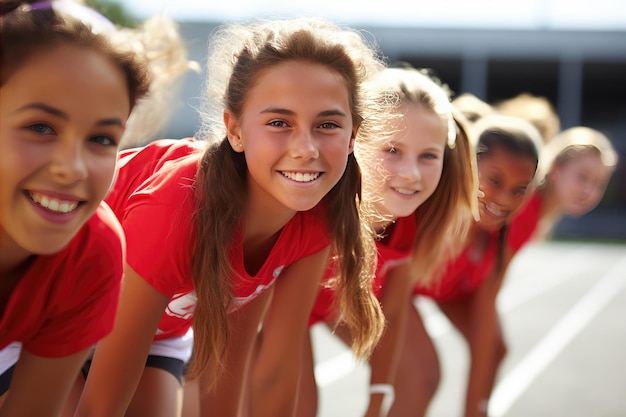 Girls starting to run on track