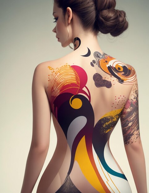 Foto girls tatu in backside mockup ai generato