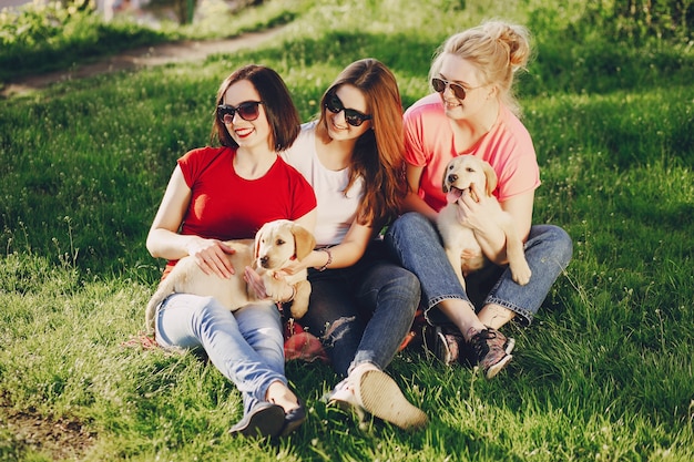 girls with dog