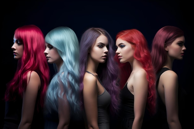 Foto ragazze con capelli tinti acconciature femminili riccioli dai colori vivaci