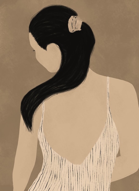 girly beige portrait painting