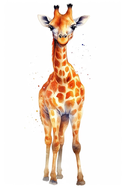 Girrafe cheek watercolor clipart cute isolated on white background with Generative AI