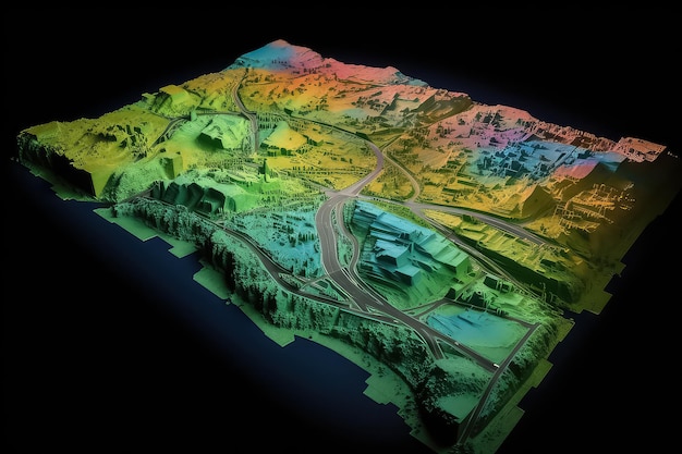 Foto prodotto gis realizzato dopo l'elaborazione di immagini aeree riprese da un drone ai