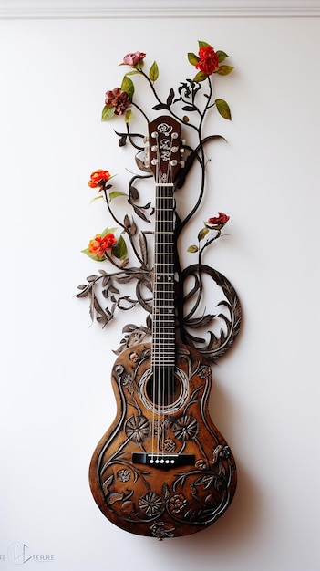 gitaar decoratie op witte muur