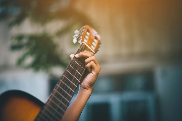 Gitaar en natuur goede sfeer