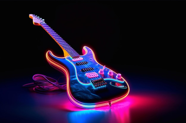 Gitaar met neon-effect Live muziekconcert Akoestische gitaar Muziekinstrument