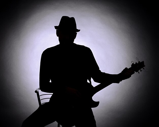 Foto gitarist silhouet