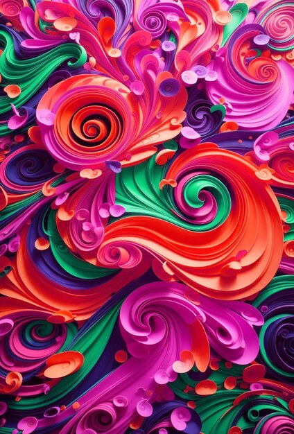 Give me an extremely colorful and vibrant swirly and flowery background