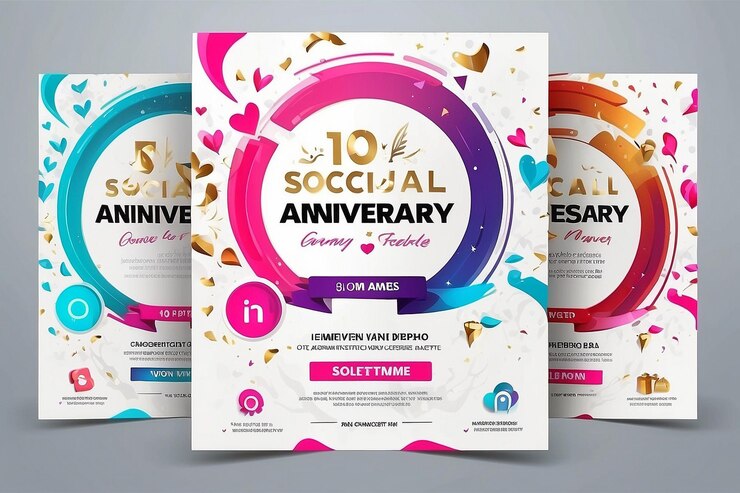 Photo giveaway anniversary contest invitation for social media banner template