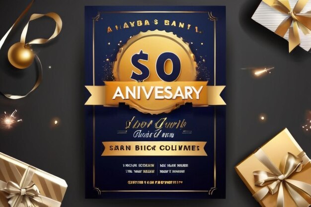 Giveaway anniversary contest invitation for social media banner template