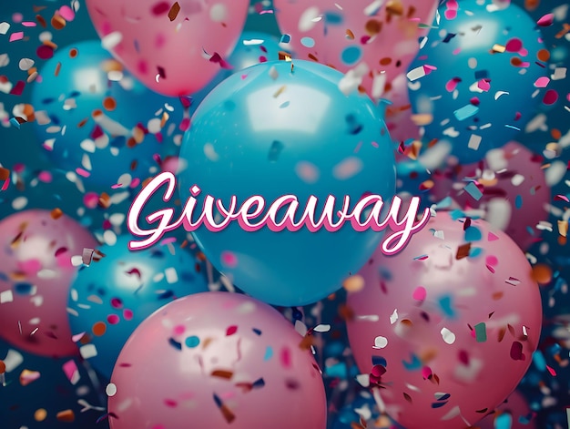 Foto giveaway-tekst met een sprankelend effect en decoratieve handgeschreven creatieve decor live stream-achtergrond