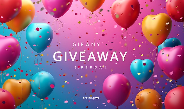 Photo giveaway text with a confetti explosion effect and a playful creative decor live stream background