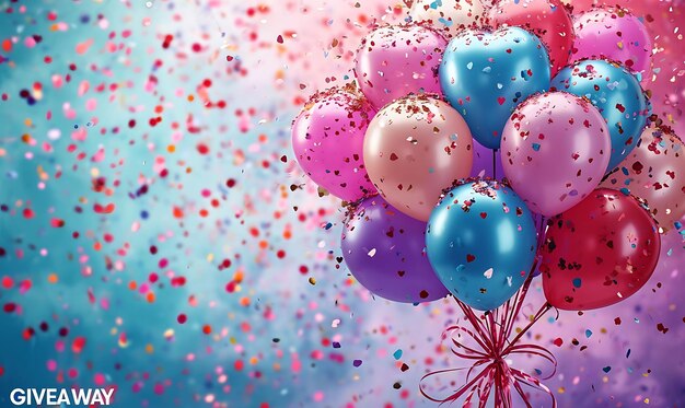 Giveaway Text With a Confetti Explosion Effect and a Playful Creative Decor Live Stream Background
