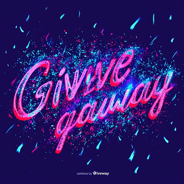 Photo giveaway text with exploding effect and retro style font tex creative decor live stream background