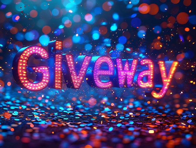 Giveaway Text With Pulsating Effect Playful Style and Bubbly Creative Decor Live Stream Background