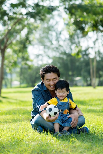 Giving a soccer ball