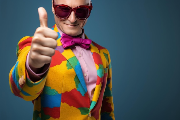 Giving Thumbs Up in a Vibrant Suit Generative Ai