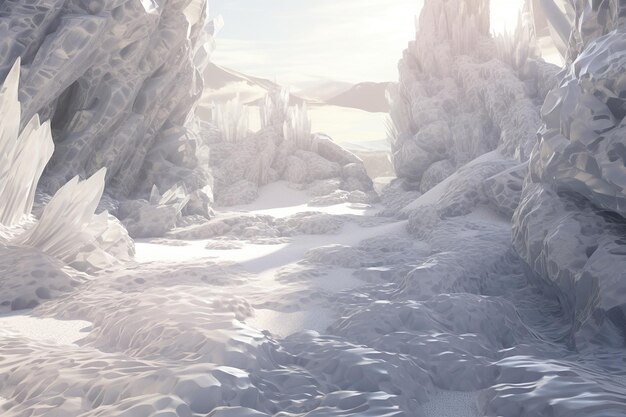 Glacial ice caves or formations in mountainous regions