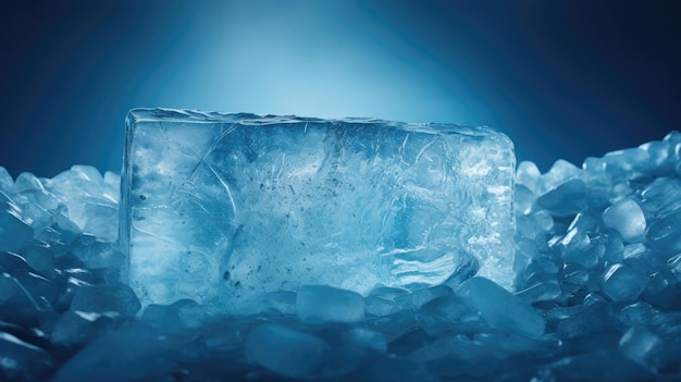 Glacial ice with natural textures ideal for cool skincare product presentation