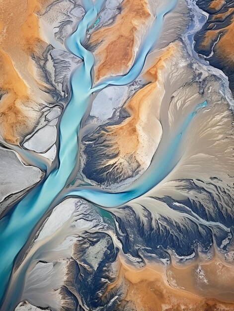 glacial rivers from above