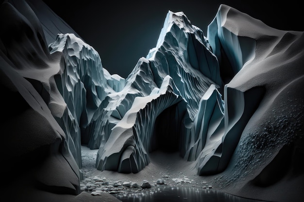 Glaciale sculpturen die AI heeft gegenereerd