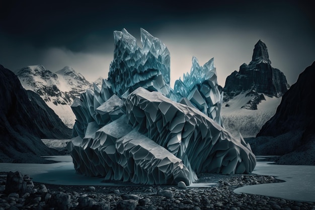 Glaciale sculpturen die AI heeft gegenereerd