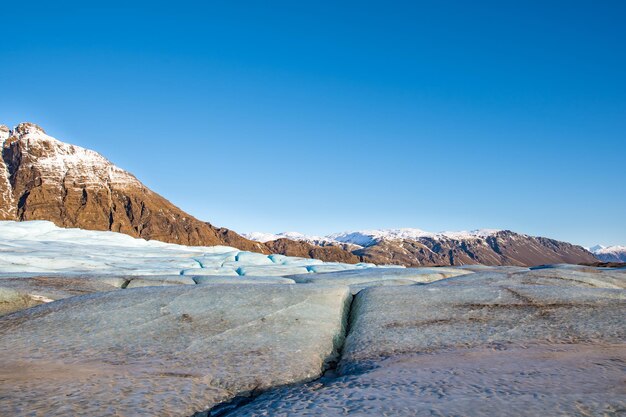 Glacier Flaajokull in Vatnajokull National park in Iceland