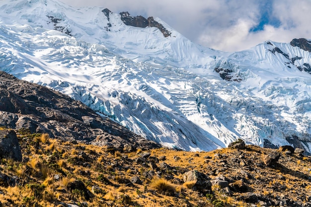 Glacier at the huaytapallana mountain range in huancayo peru